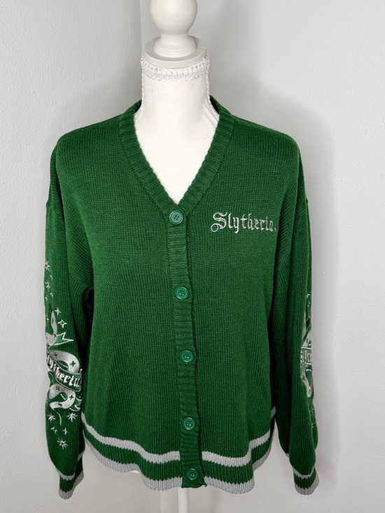 Wizarding World Of Harry Potter Sweaters - Harry Potter Green Slytherin V-Neck Button Cardigan Sweater Size Small
